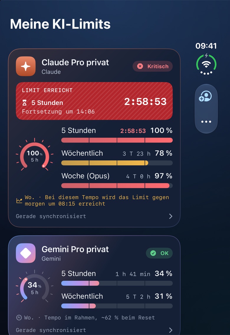 Übersicht auf dem Außendisplay des iPhone Duo, zugeklappt: Die Bedienelemente wandern an den Rand (Demodaten).