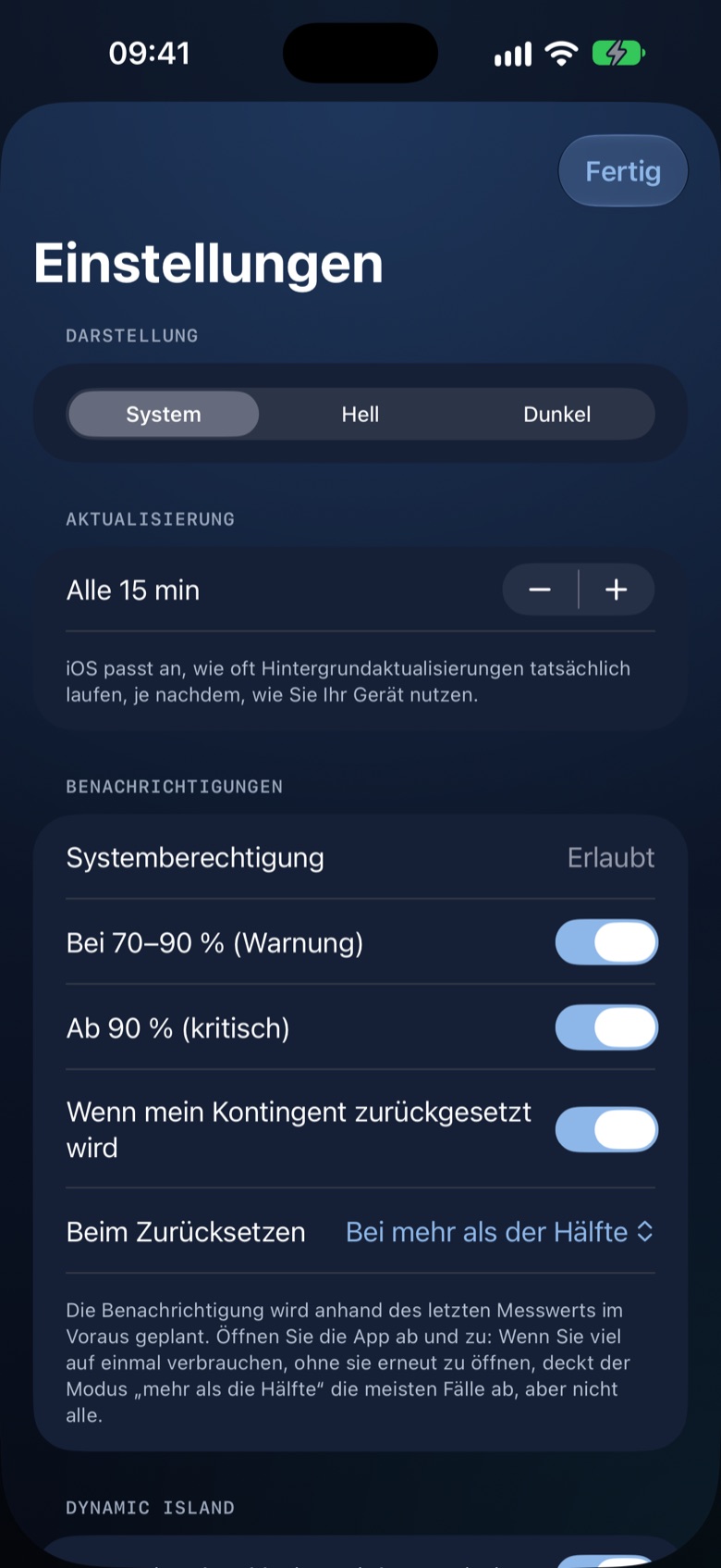 Einstellungen auf dem iPhone (Demodaten).