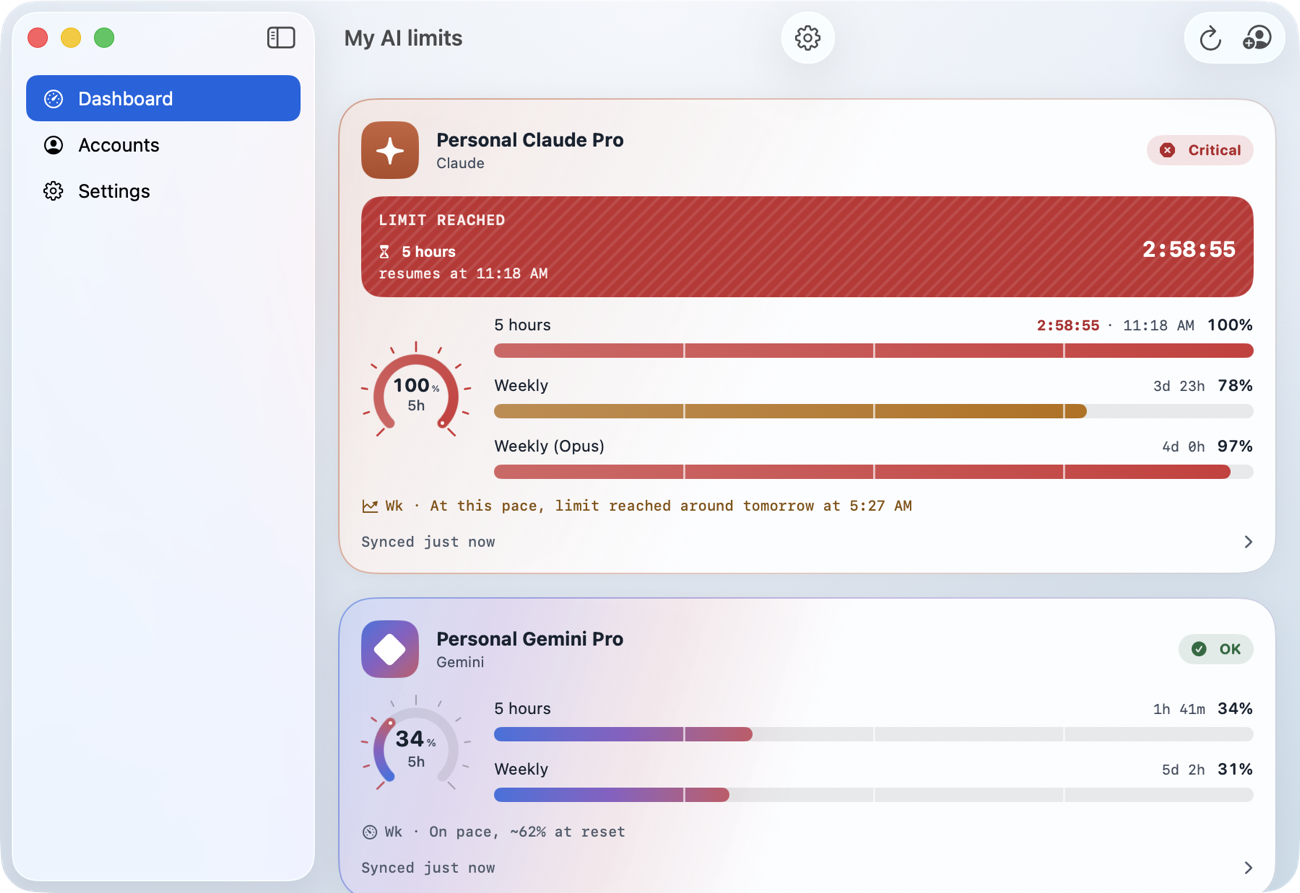 The app's main window on Mac (demo data).
