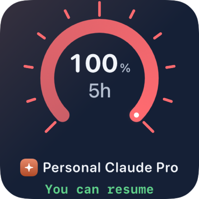Small widget showing "You can resume" after the reset (demo render).