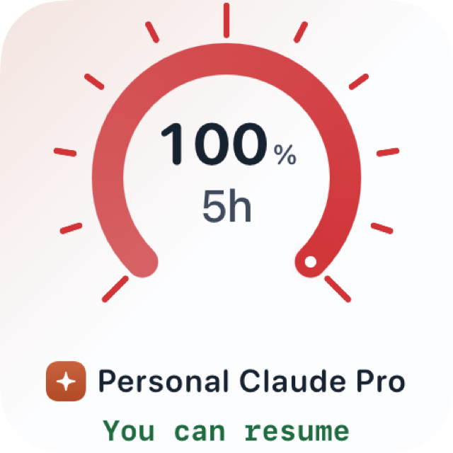Small widget showing "You can resume" after the reset (demo render).